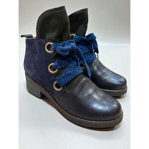 Casta Boots Blue Suede Leather Ankle Women's Size 6 US 36 EU